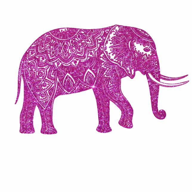 Pink glitter elephant magnet photo sculpture magnet (Front)