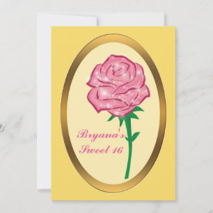 Pink Glitter Enchanted Rose Elegant Party Invitation