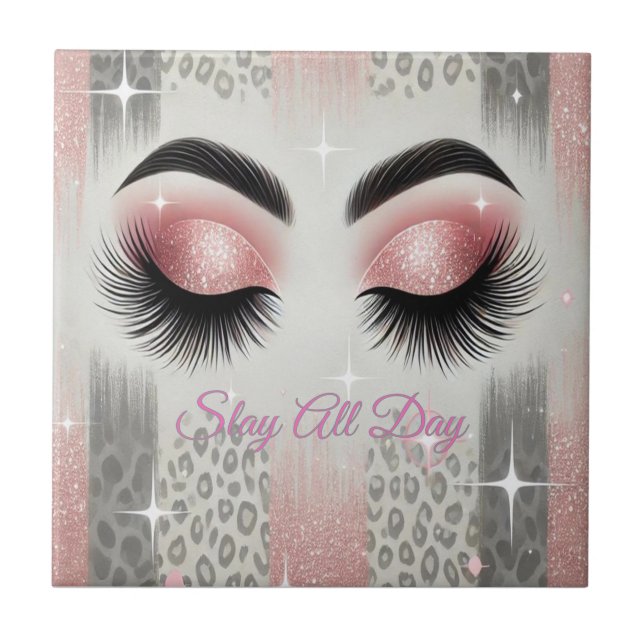 Pink Glitter Eyelashes Tile (Front)