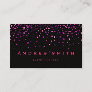 Pink Glitter Faux Foil Confetti Black Business Card