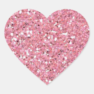 Pink Glitter (Faux) Heart Sticker