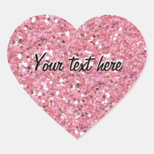 Pink Glitter (Faux) Personalised Heart Sticker
