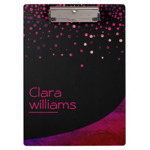 Pink Glitter Faux Sparkle Confetti Modern Clipboard