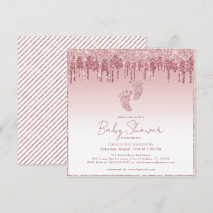 Pink Glitter Feet Drips Baby Shower invitation