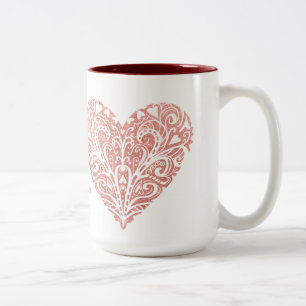 Pink Glitter Filigree Personalised Valentine Mug