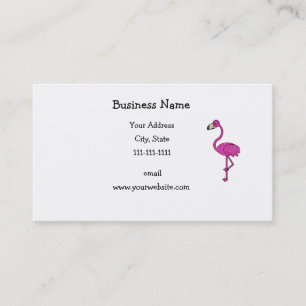 Pink glitter flamingo business card