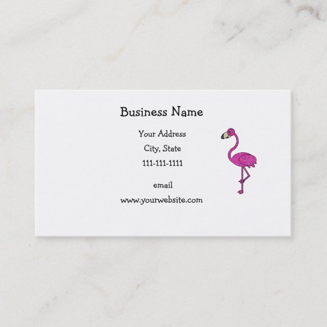 Pink glitter flamingo business card (Front)