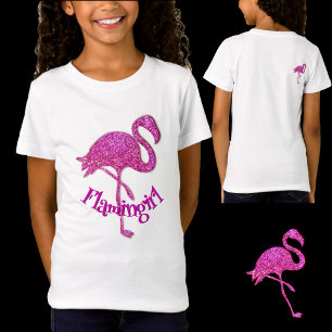 Pink glitter flamingo - customisable text T-Shirt