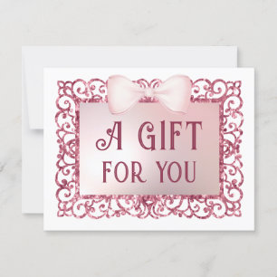 Pink glitter frame bow gift certificate