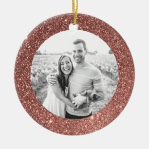 Pink Glitter Frame Holiday Christmas Ornament