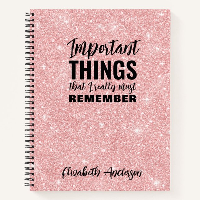Pink Glitter Funny Quote to do list Notebook (Front)