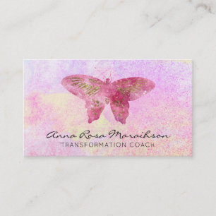 *~* Pink Glitter Gilded Pastel Fantasy Butterfly Business Card