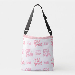 Pink Glitter Girl Power Bling Glam Girly Crossbody Bag