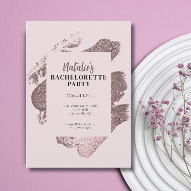 Pink Glitter Glam Bachelorette Party Invitation (Creator Uploaded)