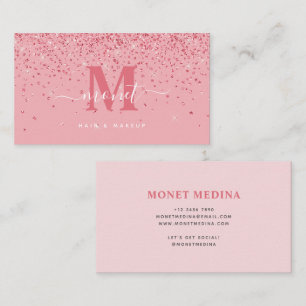 Pink Glitter Glam Hair & Makeup Business Card