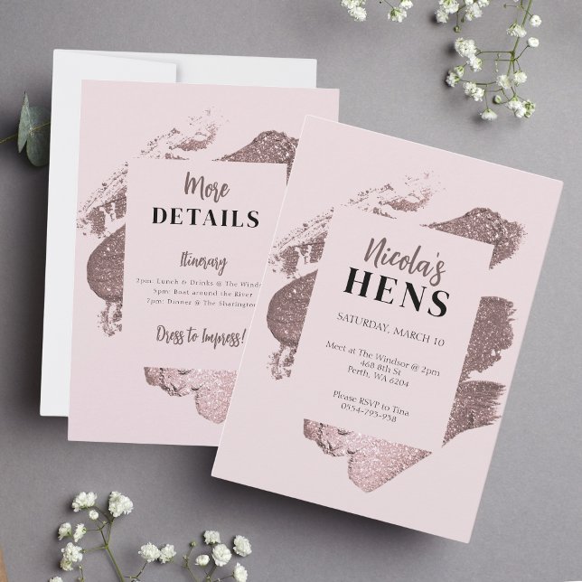 Pink Glitter Glam Hens Party Invitation Itinerary (Creator Uploaded)