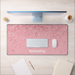 Pink Glitter Glam with Your Hashtag  Desk Mat<br><div class="desc">Pink Glitter Glam with Your Hashtag Desk Mat</div>