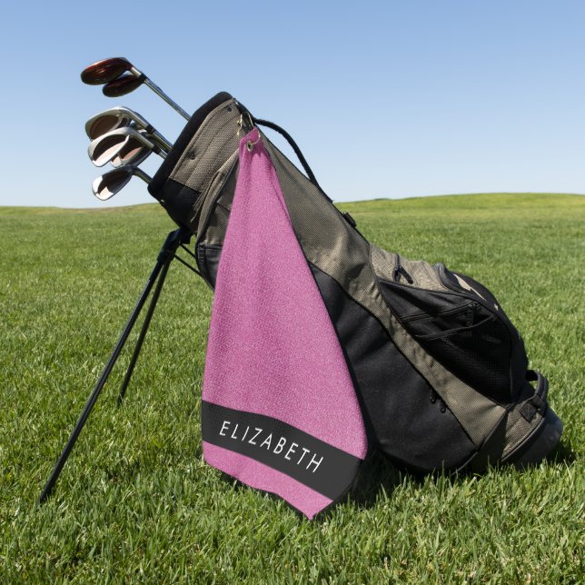 Pink Glitter, Glitter Background, Your Name Golf Towel (Green)