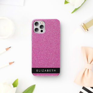 Pink Glitter, Glitter Background, Your Name iPhone 16 Case