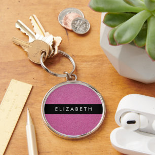 Pink Glitter, Glitter Background, Your Name Key Ring