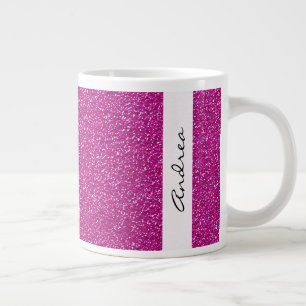 Pink Glitter, Glitter Background, Your Name Large Coffee Mug