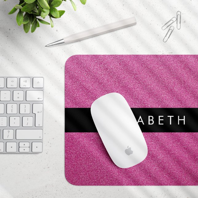 Pink Glitter, Glitter Background, Your Name Mouse Mat (Creator Uploaded)