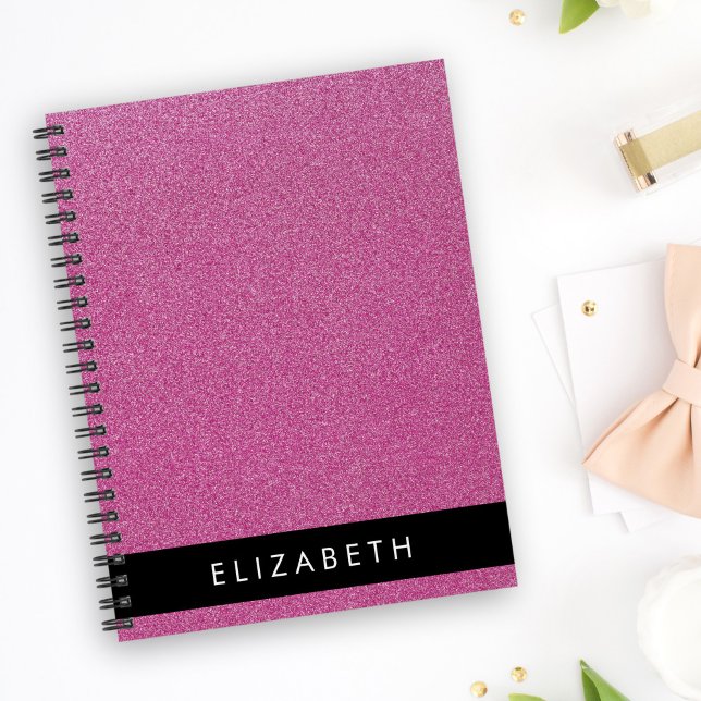 Pink Glitter, Glitter Background, Your Name Notebook (Creator Uploaded)