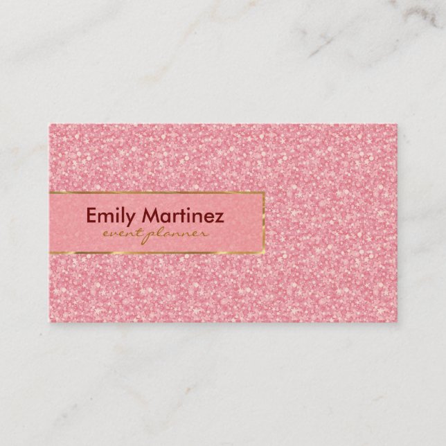 Pink Glitter Gold Accents 2 Business Card (Front)
