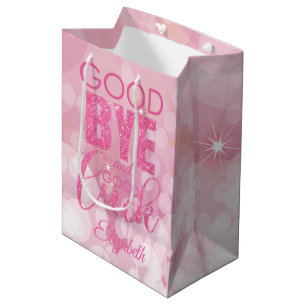 Pink Glitter Goodbye And Good Luck Medium Gift Bag