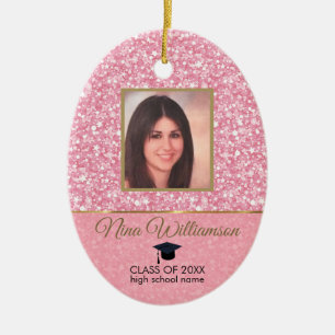 Pink Glitter-Graduation Ceramic Tree Decoration