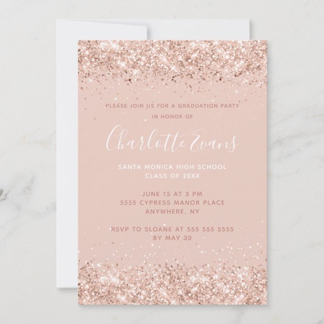 Pink Glitter Graduation Invitation (Front)