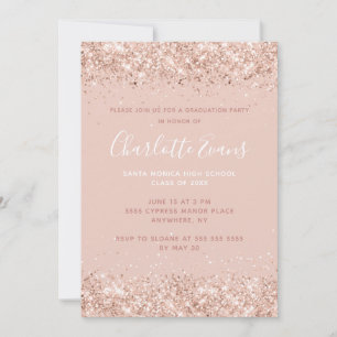 Pink Glitter Graduation Invitation