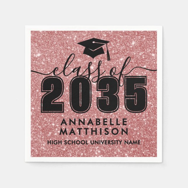 Pink Glitter Graduation Napkin (Front)