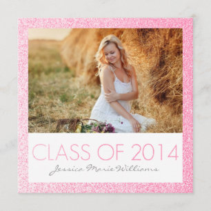 Pink Glitter Graduation Party Invitations