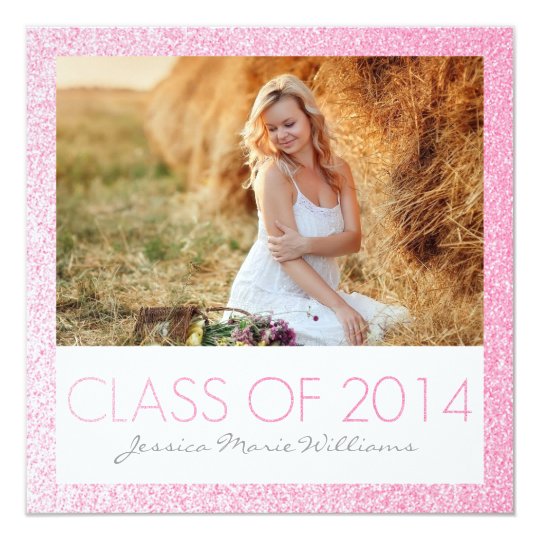 Pink Glitter Graduation Party Invitations