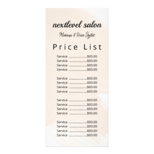 Pink Glitter Hair & Makeup Salon Price List Templa Rack Card