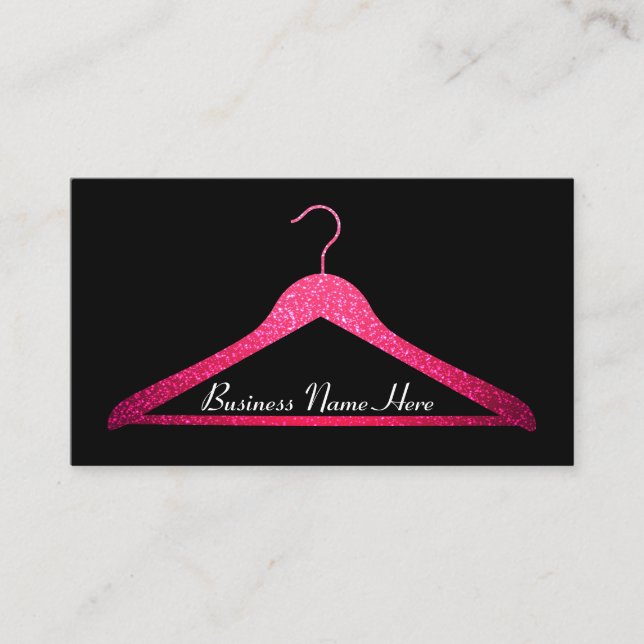 Pink Glitter Hanger Business Card (Front)