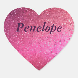 Pink Glitter Heart Girls Name Sticker