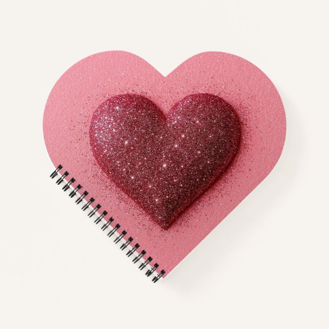 Pink glitter heart notebook. notebook (Front)