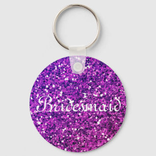 Pink Glitter Heart Personalised Bridesmaid Key Ring