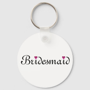 Pink Glitter Heart Personalised Bridesmaid Key Ring