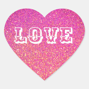Pink Glitter Heart Shaped Love Heart Sticker