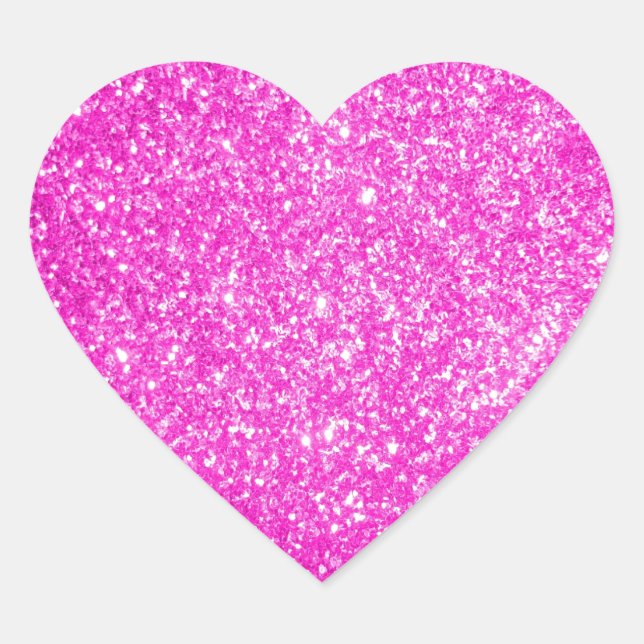 Pink Glitter Heart Sticker (Front)