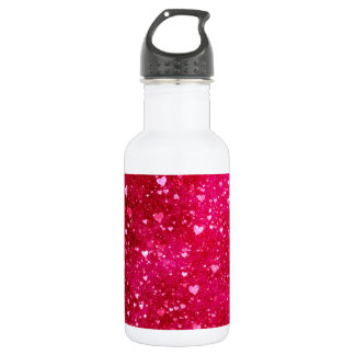 Pink Glitter Hearts Pattern 532 Ml Water Bottle
