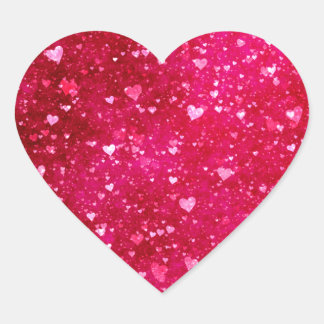 Pink Glitter Hearts Pattern Heart Sticker