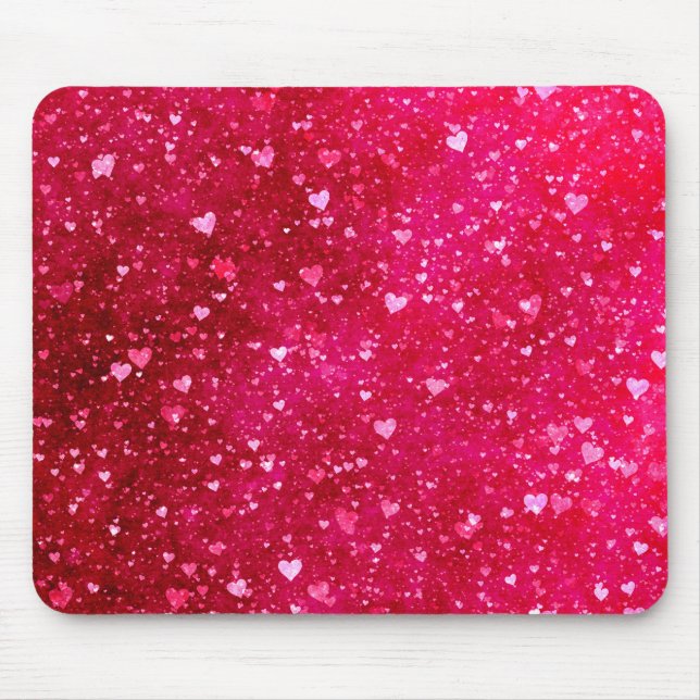 Pink Glitter Hearts Pattern Mouse Mat (Front)