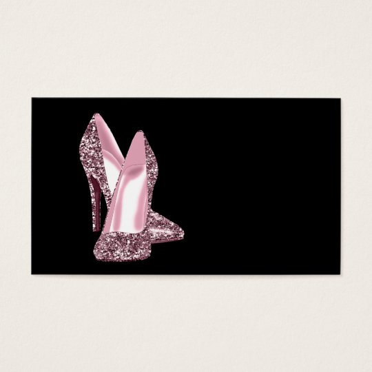 Pink Glitter High Heel Shoe Business Card Template