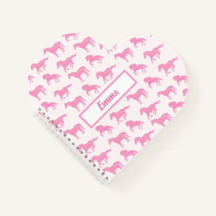 Pink Glitter Horse Pattern Little Girl First Name Notebook