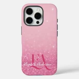 Pink Glitter iPhone Case with Initials & Name