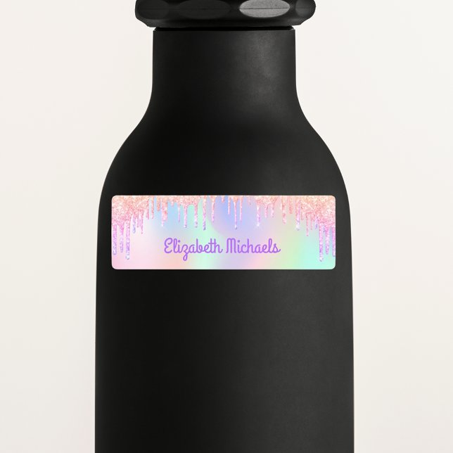 Pink glitter iridescent name school belongings (Creator Uploaded)
